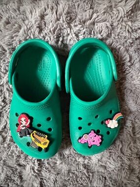 Kids Teal Croc Shoes with Charms